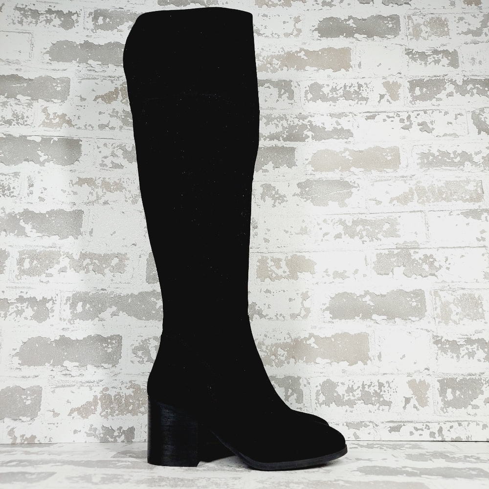 NEW BP. Luke Black Side Zip Block Heel Over The Knee Boots A398 - Picture 4 of 12